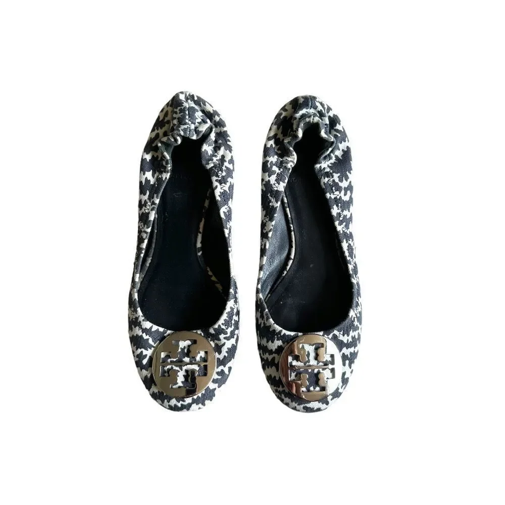 Tory Burch Reva Ballet Flats Zig Zag Print Size 7